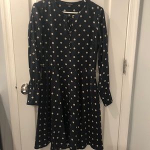 Long Sleeved Silk Polka Dot Brooks Brothers Dress